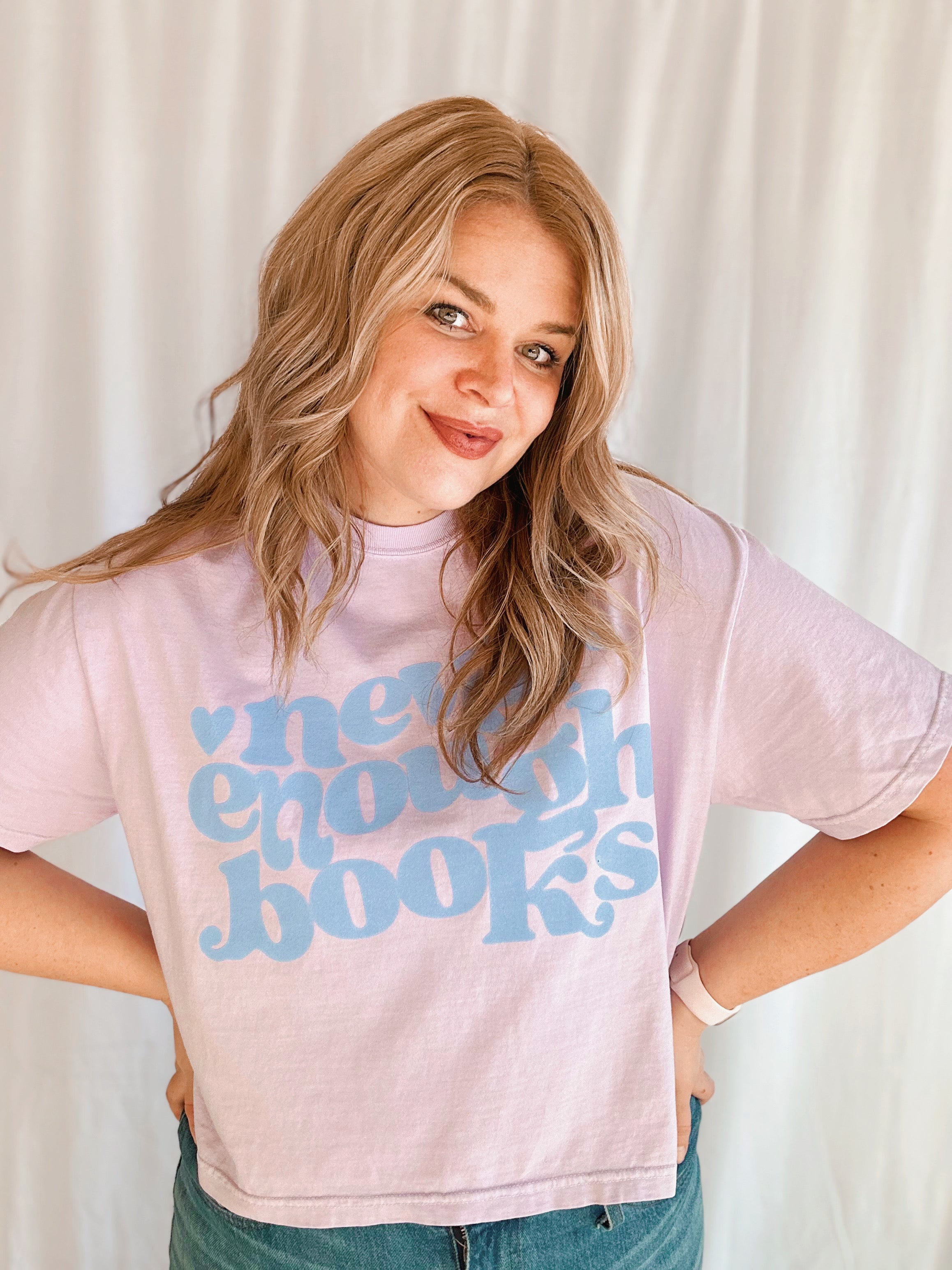 Never Enough Books Cropped Tee in Orchid
