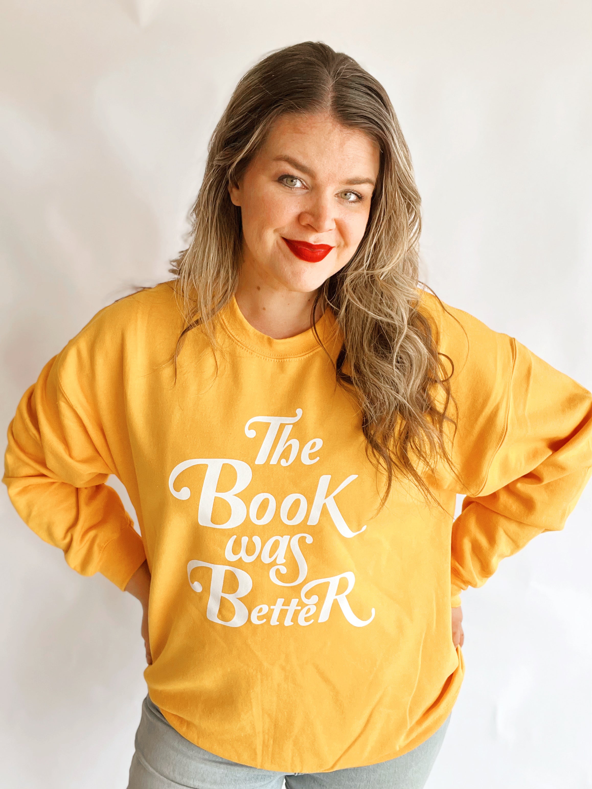 The Book Was Better Crewneck in Marigold